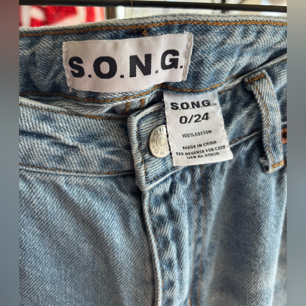 S.O.N.G. Jeans 0/24 100% Cotton waist 14 Length 29 - Picture 2 of 3